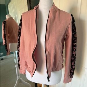 Sapopa Pink Lace-Trimmed Zip Up Jacket - xs